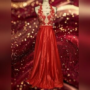 TLC Say Yes To The Prom Elegant Red Halter Evening Gown